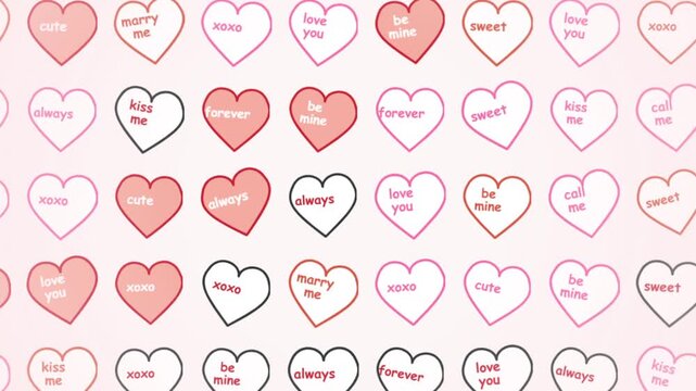 Pink Conversation Hearts Candy Pattern Background