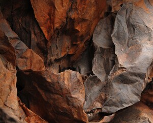 Abstract Texture Of Crinkled Brown And Dark Paper
