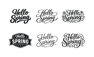 Fototapeta premium Seasonal Typography Art. Season change vibes. Set lettering. harmonious lettering variations of the same emblematic concept, each with different artistic