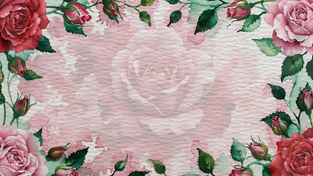 Abstract Digital Concept of Watercolor Floral Frame Growing on Paper representing Springtime and Organic Beauty