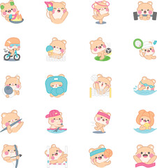 Fototapeta premium Olympic Games Sport Stickers with Adorable Bear Mascot