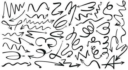 Set of black arrows. Hand-drawn arrows designed for presentations.