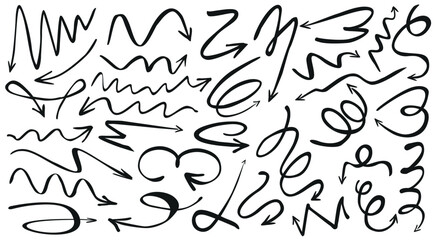 Composition of arrows. Hand-drawn arrows designed for presentations and workflow.