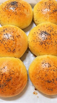 Freshly Baked Bread Rolls with Poppy Seeds