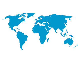 Obraz premium Blue World Map Silhouette for Global Geography Concept 
