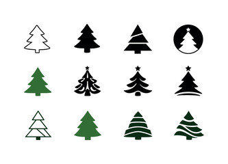 Obraz premium Christmas Icon Set. Christmas. Icon set. Set Logo of Christmas: Christmas tree silhouette. harmonious logo variations of the same emblematic concept, each with