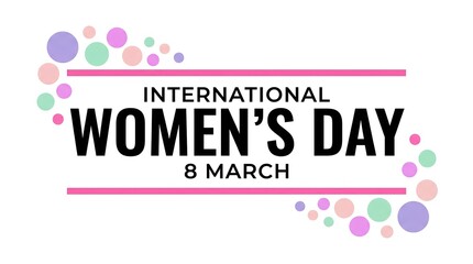 Fototapeta premium Colorful celebration banner for International Womens Day with festive circles and horizontal lines design