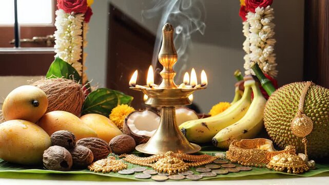 Tamil New Year Symbolic Prosperity Scene