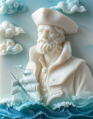 3-Dimensional Sculpture of Ancient Sea Captain 1
