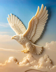 3-Dimensional Relief Sculpture of an Eagle in Pastel Blues and Tans 2