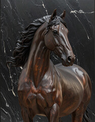 3D Relief Sculpture of a Bronze Stallion 4