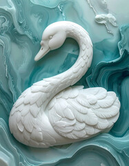 3D Relief Swan Sculpture 8