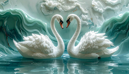 3D Relief Swan Sculpture 7