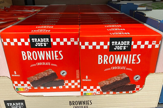 Trader Joe's Chocolate Brownies Boxes on Store Shelf