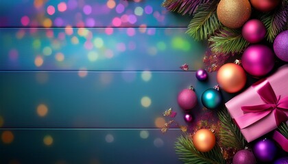 Christmas Themed Background With Copy Space And Vibrant Festive Colours