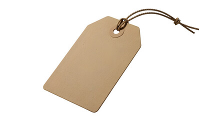 Blank beige price tag isolated on transparent background for social elements sell concept