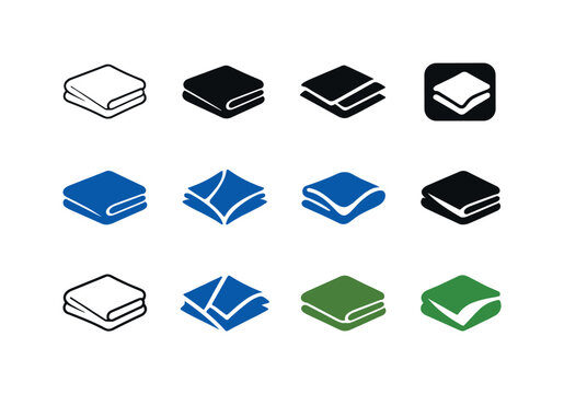 Cleaning Cloth Icons. Cleaning Cloth. Icon set. Set Logo of Cleaning Cloth: folded microfiber cloth. harmonious logo variations of the same emblematic concept,