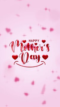 Happy mothers day text animation in red with heart. Perfect for mothers day greeting cards, social media posts, or gift tags.