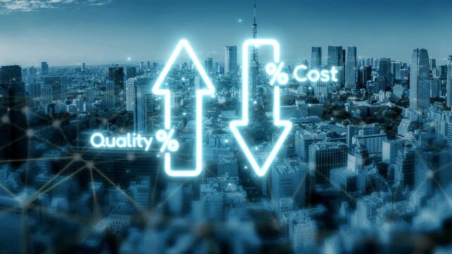 Business concept showing cost reduction and quality increase using Lean, Six Sigma, and Total Quality Management (TQM) to enhance efficiency, value, and customer satisfaction. Muxer