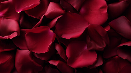 Naklejka premium Valentine's Day romantic background. Red rose petals close up background, romantic floral texture and love concept