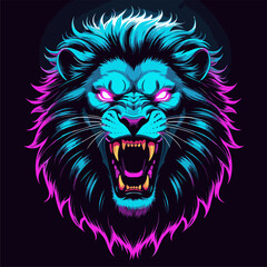 Obraz premium Image of a neon style lion head
