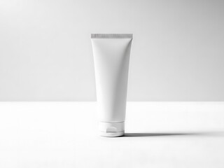 White Cosmetic Tube Packaging on White Background