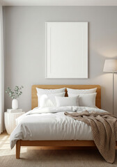 Obraz premium Friendly bedroom interior style frame mockup cozy decor home relaxing space design comfortable