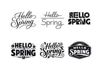 Fototapeta premium Spring Lettering Harmony. Spring Editorial Mood. Set lettering. harmonious lettering variations of the same emblematic concept, each with different artistic