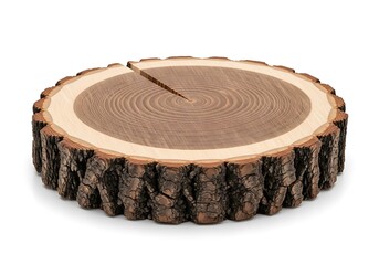 tree stump cross section isolated on white