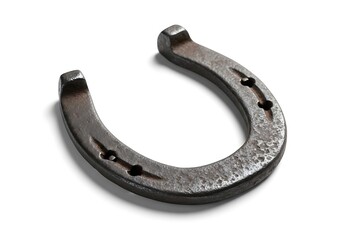 Used iron horseshoe with nail holes, isolated on white