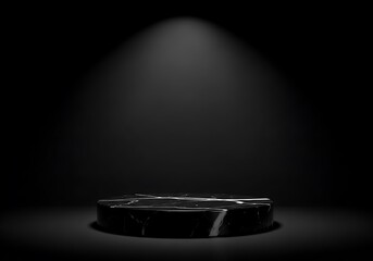 Empty Black Podium Stage Spotlight