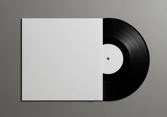 Vinyl Record with Blank Cover on Gray Background