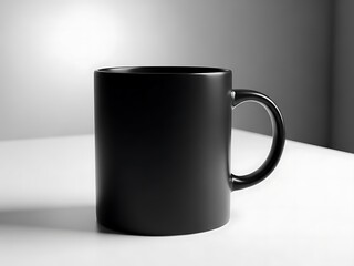 Black Coffee Mug on White Background