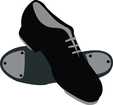 Pair of Black Tap Dance Shoes Vector Illustration for Performing Arts, Broadway, and Dance Design