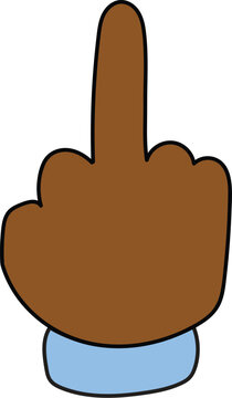 Human hand gesture with middle finger extended for rude behavior and urban street culture expression design concepts isolated on white background