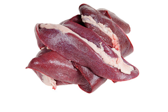 Pig spleen on white background