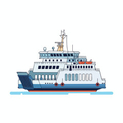 Obraz premium Vector Illustration of a Large Ferry Boat