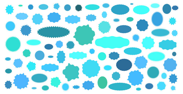 Set of wavy blue blob shapes. Monochrome fluid spots and organic islands for cool backgrounds, minimal layouts and monochrome graphics. Irregular blobby silhouettes vector illustration.