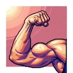 Colorful Digital Illustration of a Muscular Arm Flexing in a Retro Pop Art Style