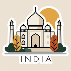 Obraz premium Minimalist Cartoon Illustration of a Famous Monument in India
