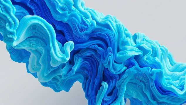 3d render of an abstract blue wave clean background, simple isometric shape Generative AI
