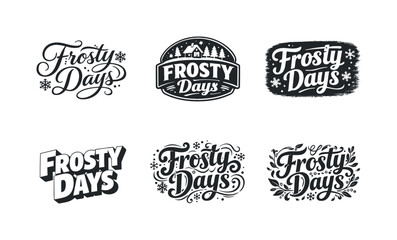 Fototapeta premium Frosty Lettering Variations. Frosty days. Set lettering. harmonious lettering variations of the same emblematic concept, each with different artistic