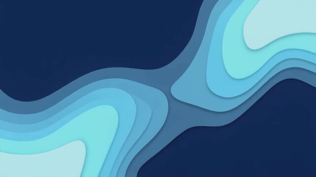 Blue Paper Cut Background with Copy Space, Diagonal Wavy Layers Frame Loop