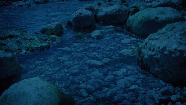 Sea Lapping Beach Shore In The Evening