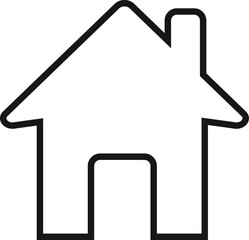 Simple black house outline graphic with a chimney for real estate and home ownership design concepts isolated on white background for graphics