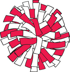 Pink and white cheerleader pom-poms for school sports team spirit and athletic performance design concepts isolated on a clean white background