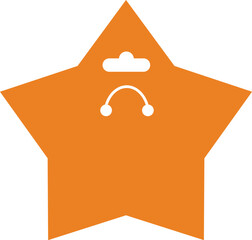 Orange star shaped product tag with a hanger hole for retail sale and promotional marketing design concepts isolated on white background for graphics