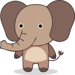 Obraz premium Sweet elephant character in flat cartoon vector style. Suitable for kids design, zoo themes, education, nursery design, and friendly animal illustrations.