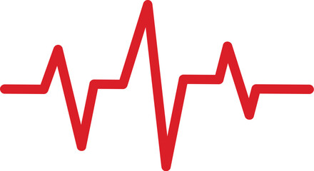 Red heartbeat EKG pulse line graphic for medical health cardiology and emergency rescue design concepts isolated on a clean white background for graphics