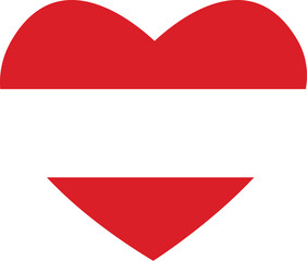 Red and white horizontal striped heart shape for maritime nautical and patriotic love design concepts isolated on a clean white background for icons
